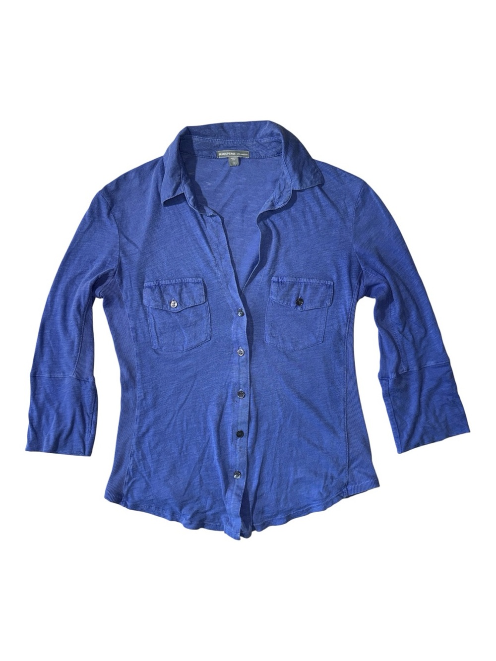 James Perse womens 1 S small blue button up long sleeve shirt EUC